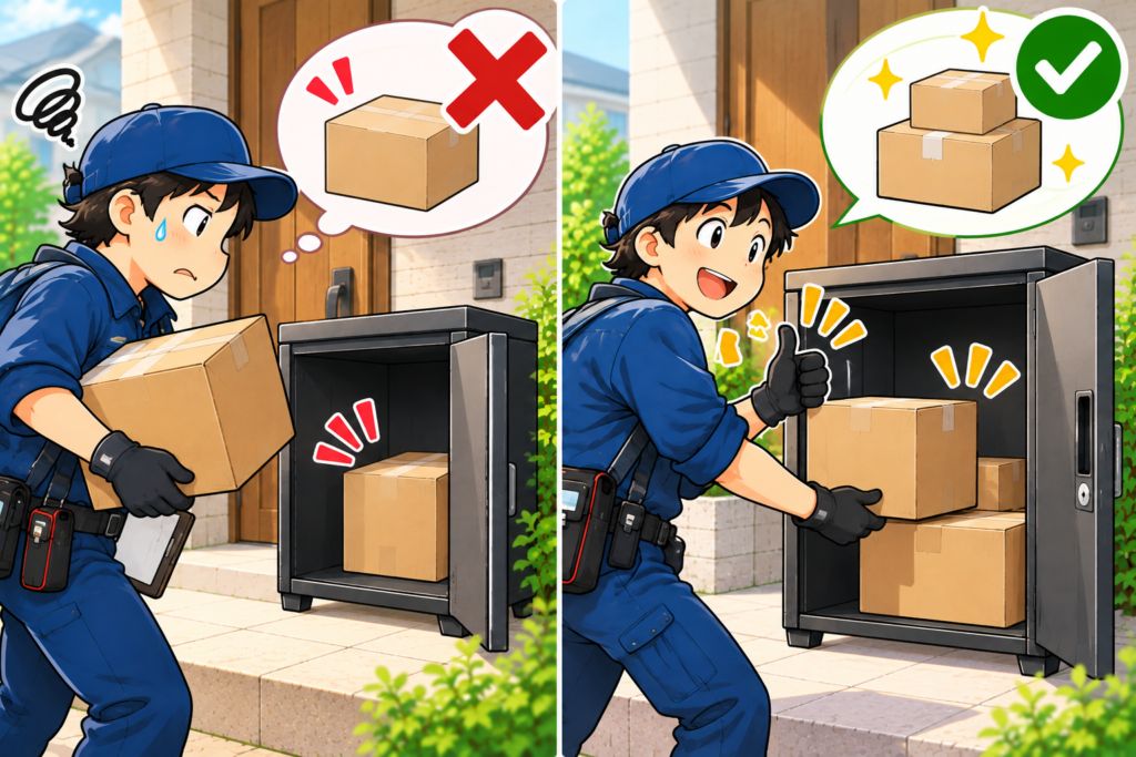 いくつも入れられる宅配ボックス